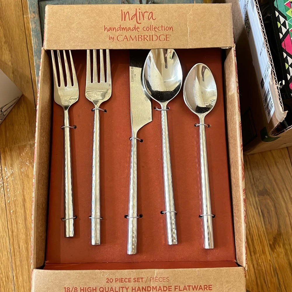 Hammered look silver ware